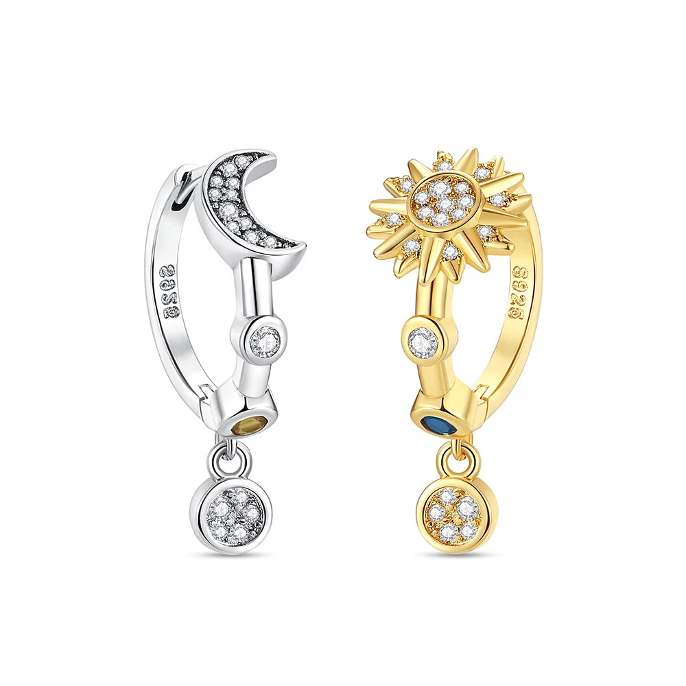 Original 925 Sterling Silver Earrings 2025 Stud Hoop Crystal Earings For Women Rose Gold Crown Heart Infinity Bee Earing Jewelry