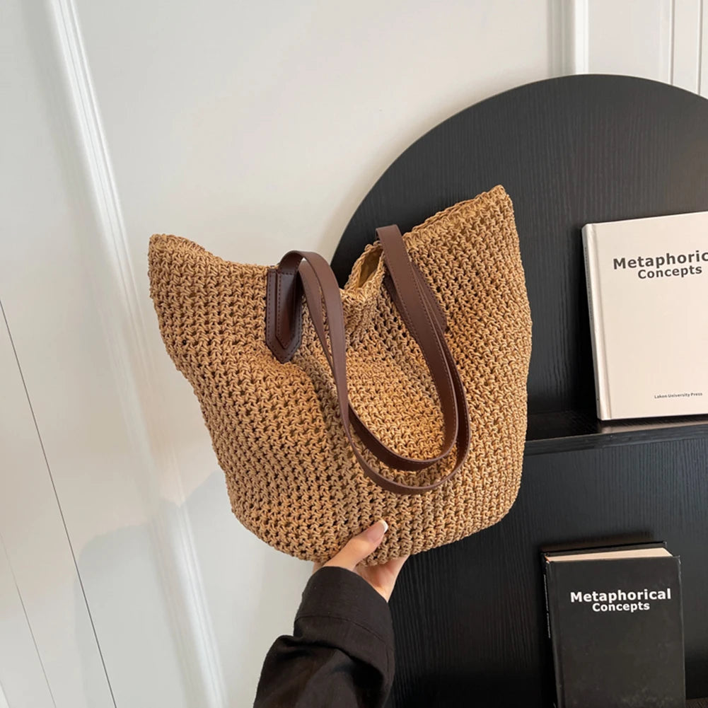 Women Shouder Bag Bohemian Straw Underarm Bag Summer Beach Woven Armpit Bag Large Casual Crochet Tote Bag Shopping Bags