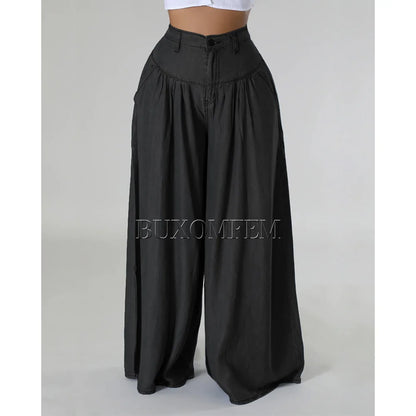 2024 Stylish Fashion New High Waist Jeans Unique Individualretro Chains Straight Leg Wrap Hips Casual Daily Trousers for Women