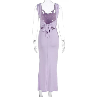 Elegant Evening Dresses Women Sexy Backless Slim Fit Summer Dress Chic Slit Dress Robes Party Club Gowns Women Clothing