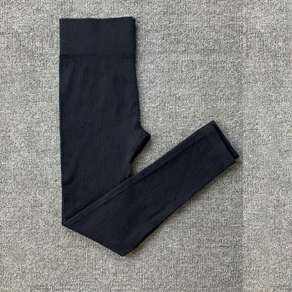 Ribbed Yoga Leggings Women Sports Pants Tights Seamless Sport Femme Gym Leggins Workout Fitness Pants Athletic Wear
