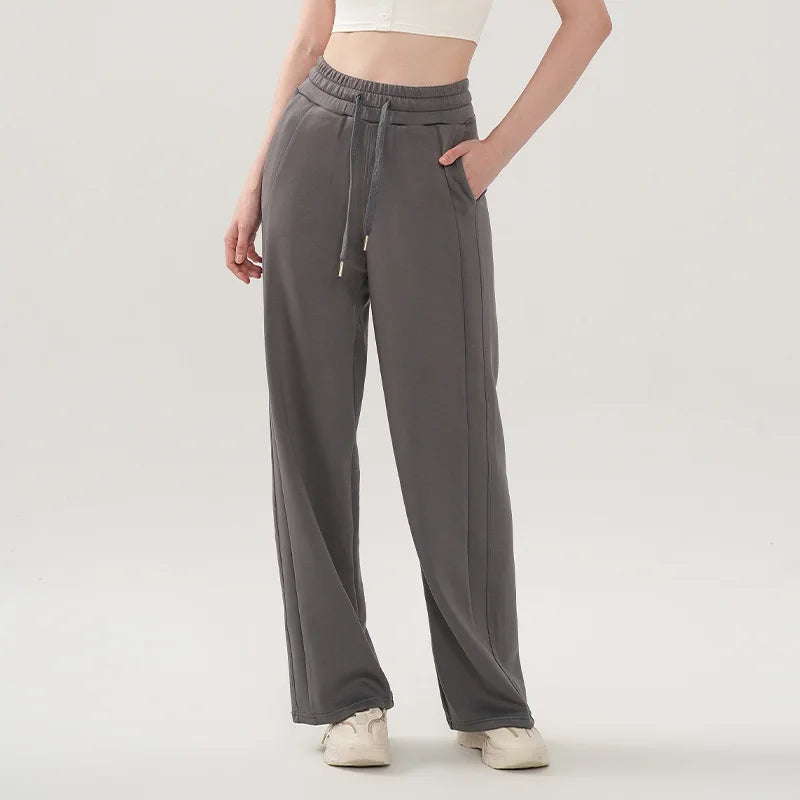Women's Yoga Pant Autumn Winter Loose Fit Wide Leg Pants Commuting Fitness Drawstring Casual Trousers