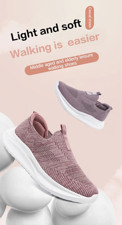 Women's Shoes 2024 Spring New Lightweight, Comfortable, and Fashionable One Step Anti slip Leisure Breathable Walking Shoes