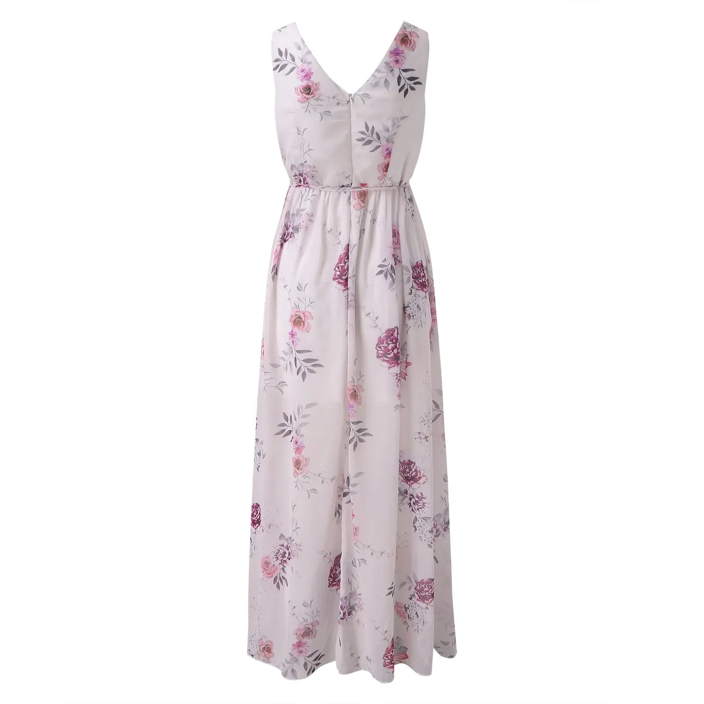 Dresses For Women Evening Dress Printed V Neck Sleeveless Dress Beach Vacation Chiffon Evening Party Long High Slit Dress