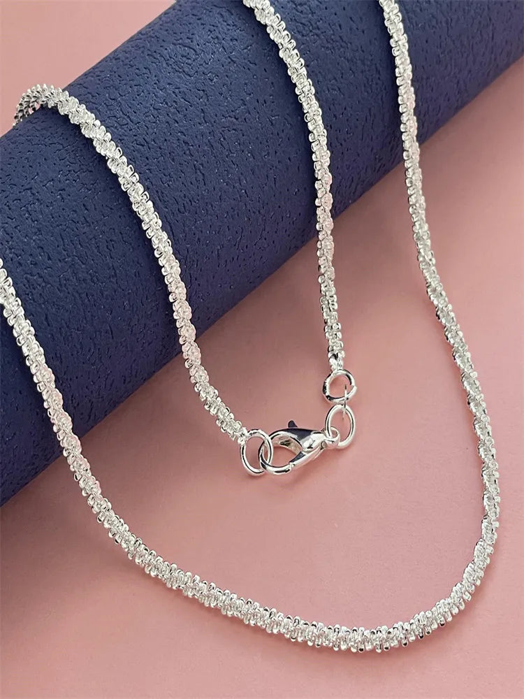 Exquisite 925 sterling silver sparkling necklace for women engagement party jewelry gifts