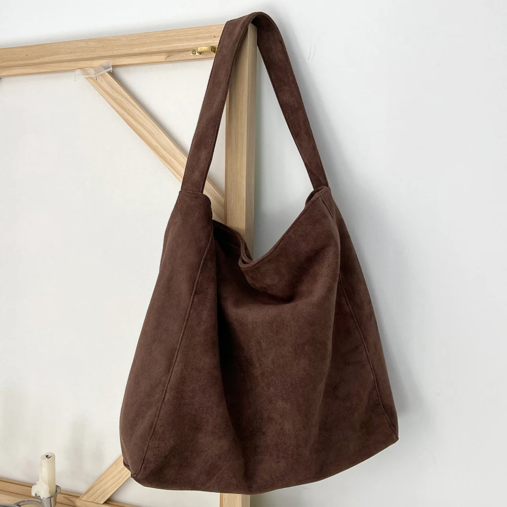 Women Underarm Bag Fashion Tweed Fabric Large Capacity Shoulder Bag Casual Handbag for Daily Office Use Solid Color Handbag