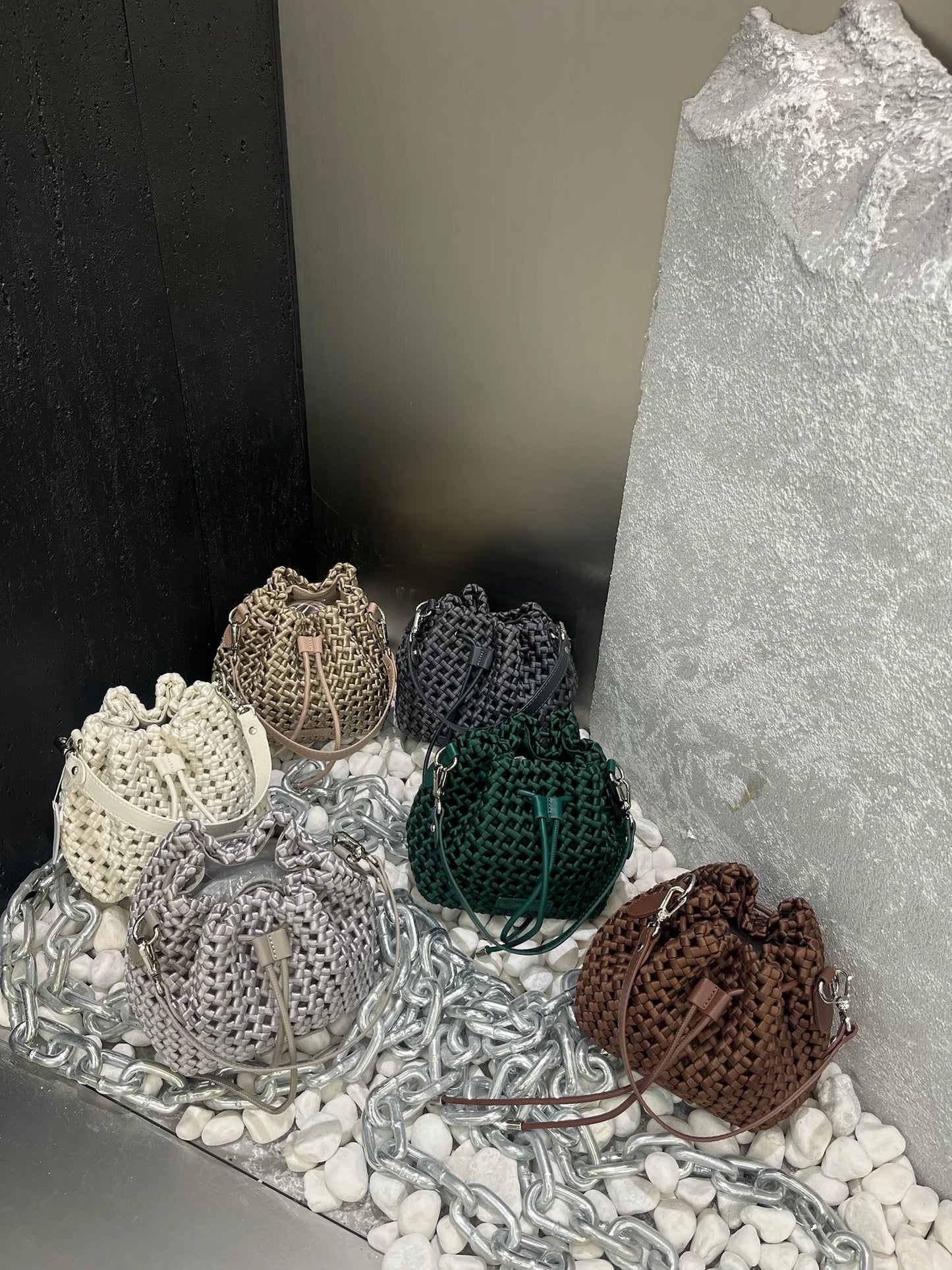 Tote bag woman Bucket bag handbags for women Nylon underarm purse European-style hand-woven bag for women