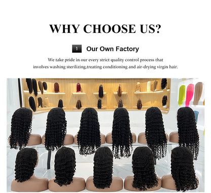 Invisi Strap Water Wave High 250 Density 360 Full Lace Front Kinky Curly Wig 30 inch Black Human Hair Drawstring Snug Preplucked