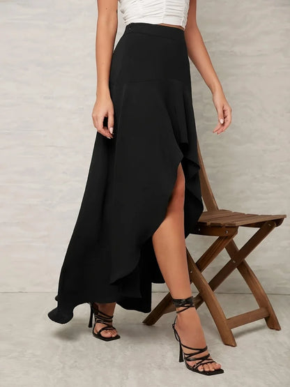 Irregular Long Skirts For Women Autumn Fashion Women's High Waist Leopard Print Maxi Skirts Female Street Elastic Loose Skirts