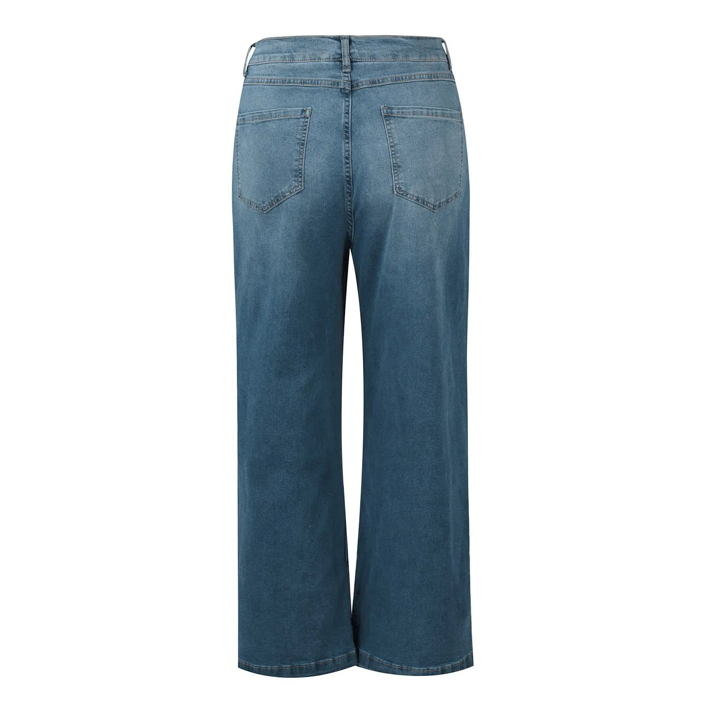 Women Seamed Front Wide Leg Jeans Elastic Waist Stretch Denim Flare Jeans High Waisted Jean Bell Bottom Cropped Pants pantalones