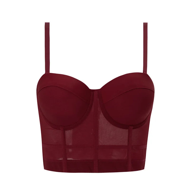 Top Women Bra Bandeau Corset Underwear Sexy Sleeveless with Chest Pad Ladies Y2K Lace Tank Tops Wrapped Vest Tube Top Cropped