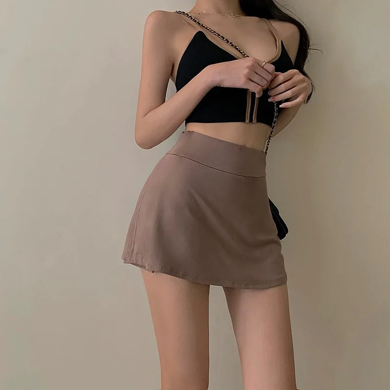 Tennis Skirt Women High Waist Sexy Girl Tight Bag Hip Short Skirt Summer Sports Culottes split A-line Mini skirt Y2K