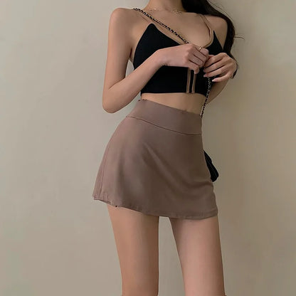 Tennis Skirt Women High Waist Sexy Girl Tight Bag Hip Short Skirt Summer Sports Culottes split A-line Mini skirt Y2K