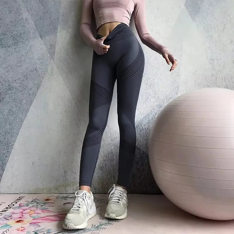 Fitness Pants Women Stretch Tight Peach Buttock Lifting Yoga Pants High Waist Belly Holding Quick Dry Running Sweat pants Fitnes