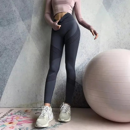 Fitness Pants Women Stretch Tight Peach Buttock Lifting Yoga Pants High Waist Belly Holding Quick Dry Running Sweat pants Fitnes