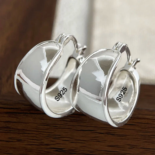 925 Sterling Silver Earrings for Women Wide Sexy Girl Fashion Trendy Jewelry Gift Party Wedding pendientes