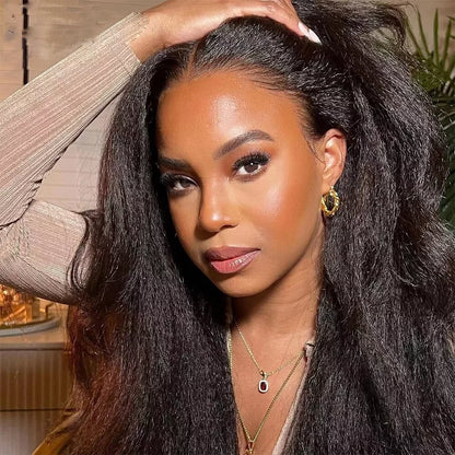 Glueless 26Inch 180%Density Black Kinky Curly 13*4*1 Lace Front Wigs For Women With Baby Hair Synthetic Fiber Daily Wear Wigs