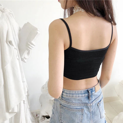 Sexy Tops for Women Hot Girls Clothes I Love BWC Black Crop Top Seamless Sleeveless Tank Tops Camis Backless Camisole White Top