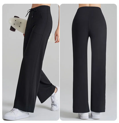 Women's High Waist Stretch Yoga Pants Quick Dry Breathable Loose Running Pants Gym Outdoor Training Pants