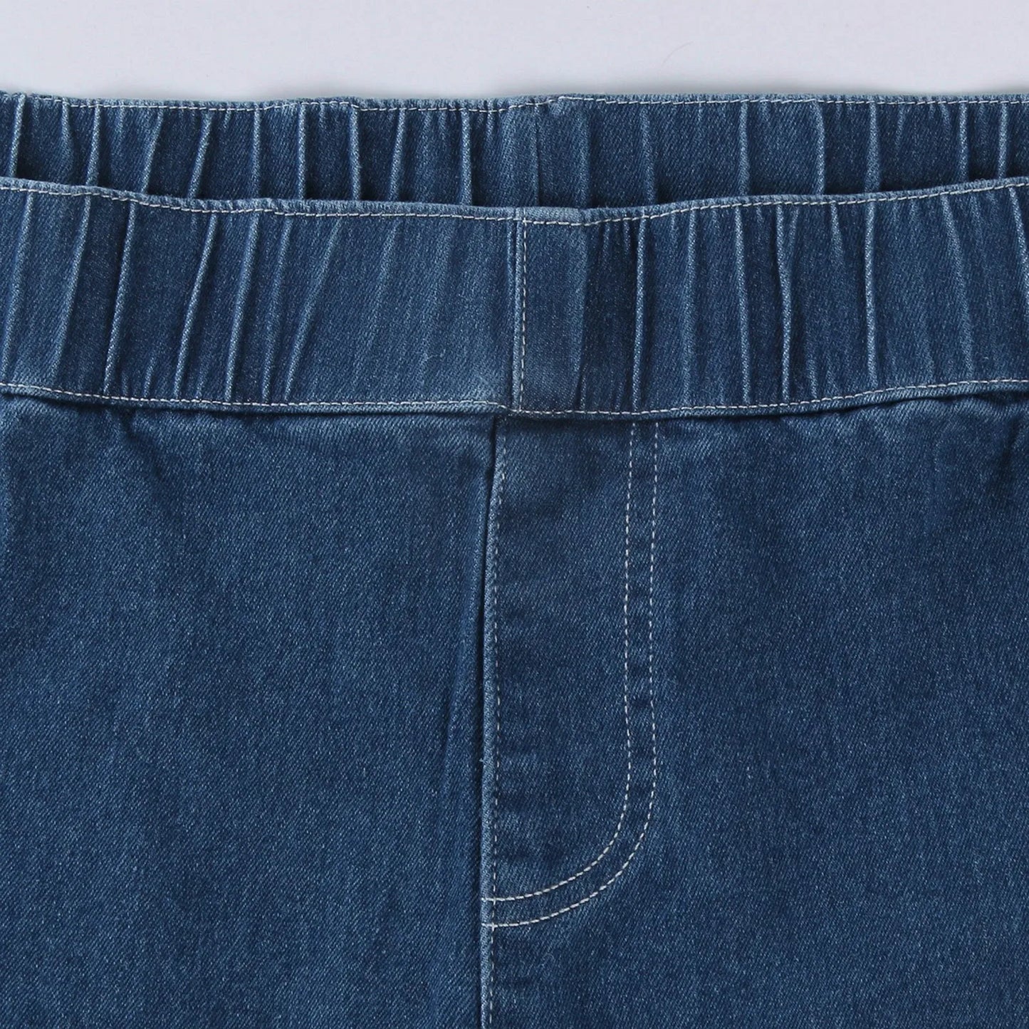 New Wide Leg Jeans For Women Seamed Front Wide Leg Jeans Solid Color Casual Fashion Straight Elastic Waist Trousers For Women
