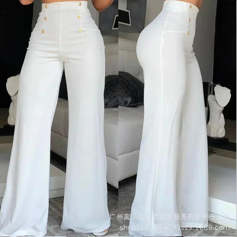 Houndstooth Print High Waist Work Pants Women Plaid Summer Spring Fashion Ankle Length Pants Office Lady