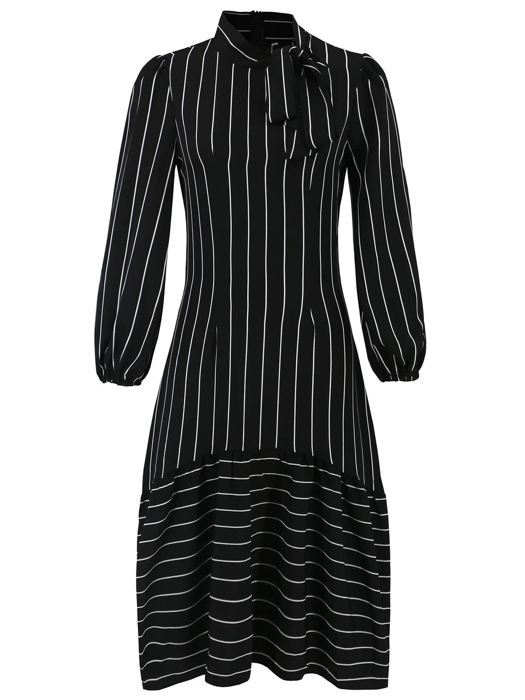 Women's Dresses Formal Fashion Office Lady Professional High-end Stand-up Collar Thin Striped Party Dress Vestidos De Mujer
