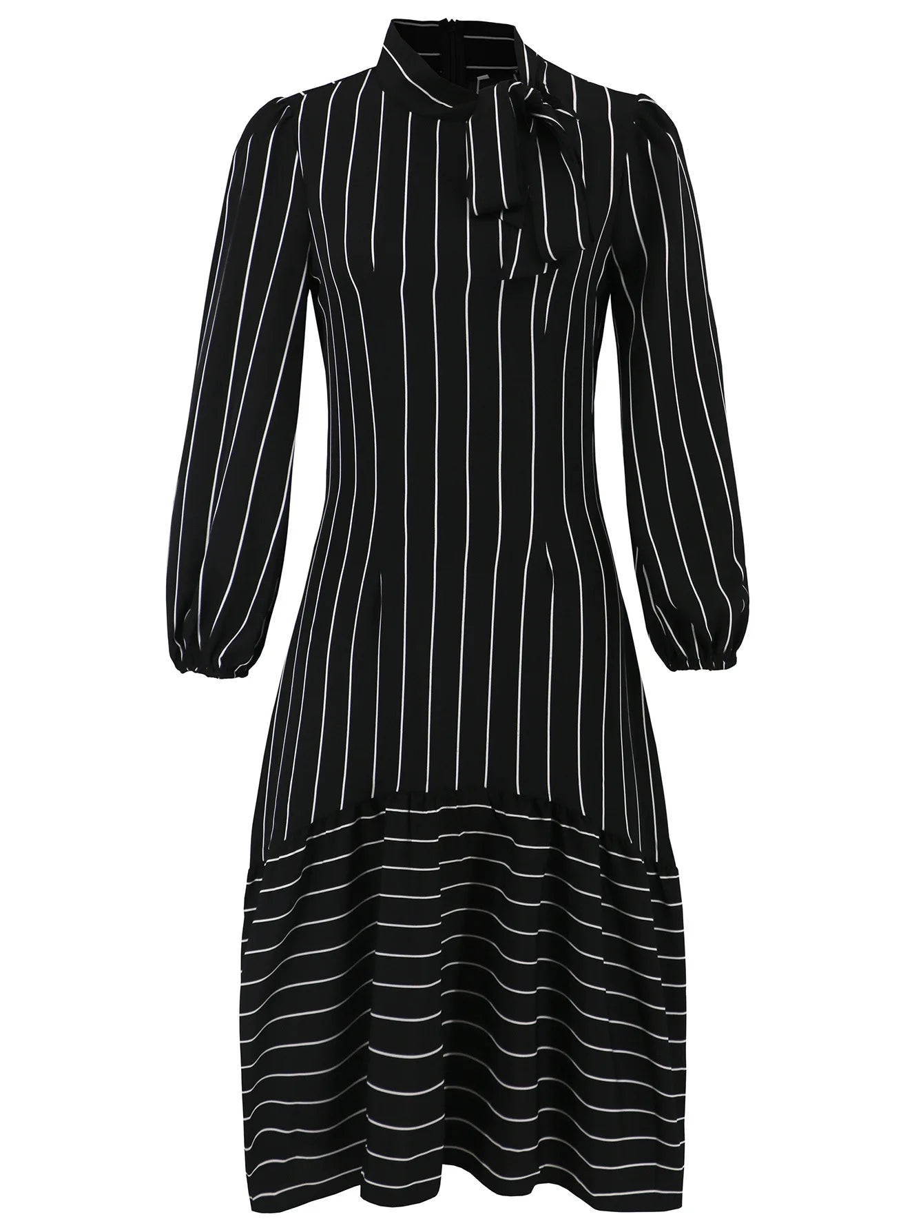 Women's Dresses Formal Fashion Office Lady Professional High-end Stand-up Collar Thin Striped Party Dress Vestidos De Mujer