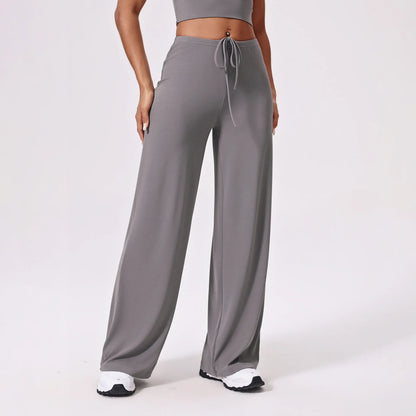 Yoga Pants Sports Fitness Thin Breathable Wide-leg Loose Sports Flared Trousers Outdoor Running Straight-leg Trousers for Women