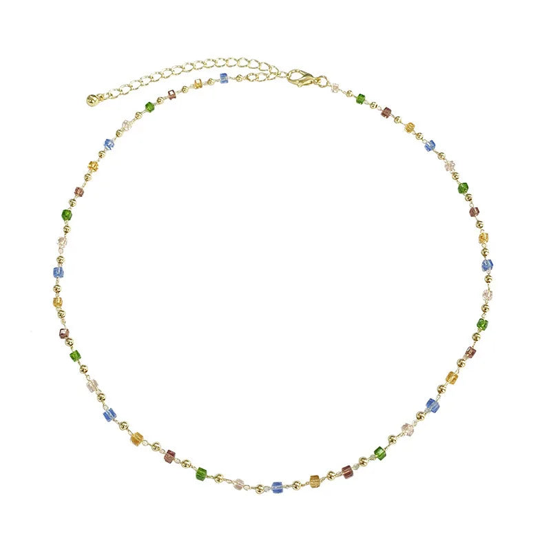 Necklace for Women Bohemian Colorful Beaded Fashion Jewelry Set On The Neck Party  Choker Chain  Femme Handwork Gift Daily