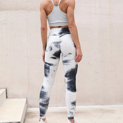 Yoga Pants Tie Dye Seamless Leggings Push Up Women Sports Fitness Contour Yoga Running Pants Elastic Nylon Tights Legging