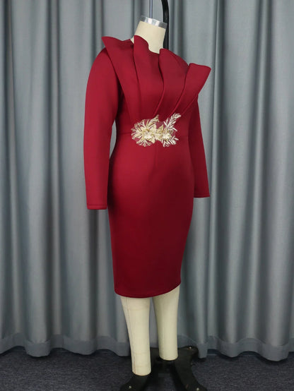 2025 Elegant Church Dresses for Women Party Bodycon Long Sleeves with Lace Appliques Sheath Classy Occasion Africa Wedding Guest