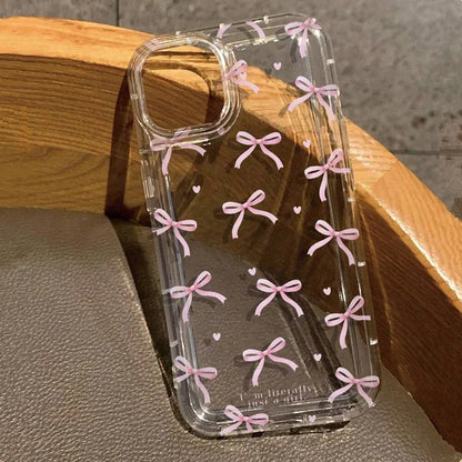 Pink Hear Bow Phone Case for Xiaomi Redmi Note 13 Pro Plus 5G 12 4G 11 10 Pro 9 11S 10S 9S  12C 13C Airbag Anti-fall TPU Cover