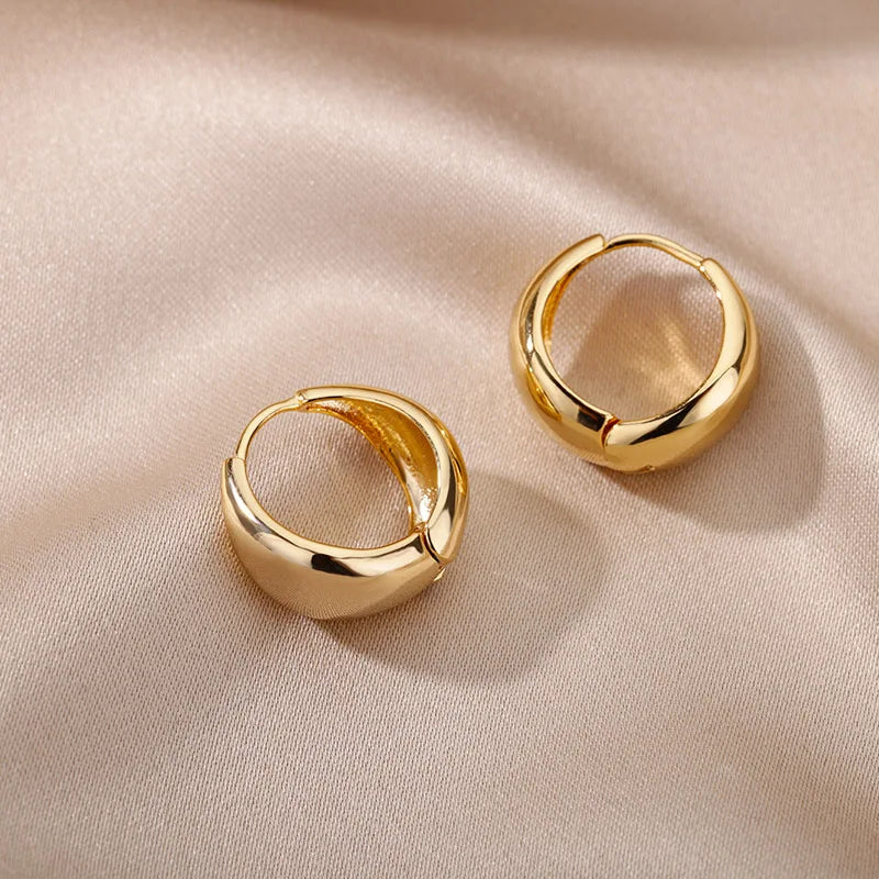 Heart Stainless Steel Earrings for Women Zircon Gold Color Hoop Earring Aesthetic Waterproof Ear Piercing Jewelry Accessories