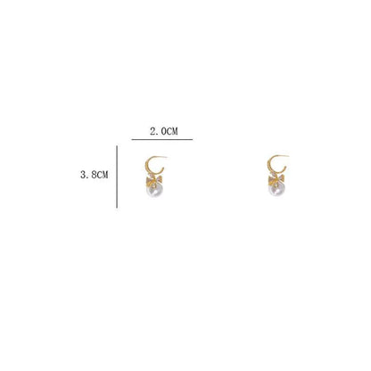 Sweet Earrings High End Feeling Pearl Bow Earrings Diamond Studded Earrings Fashionable Temperament Earrings And Earrings