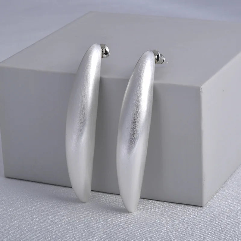 Vintage Metal Brushed Matte Long Earrings For Women Europe America Personality Minimalist Geometric Fashion Trend Jewelry Gifts
