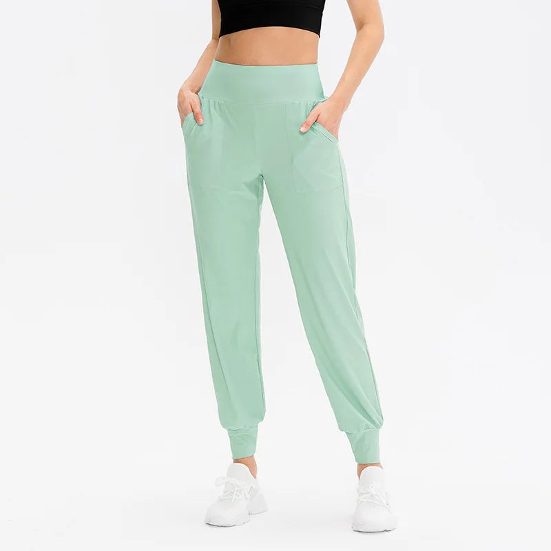 Women Loose Yoga Pants Running Sports Training Trousers with Pocket Casual Quick Dry Fitness Pants Thin for Spring Summer