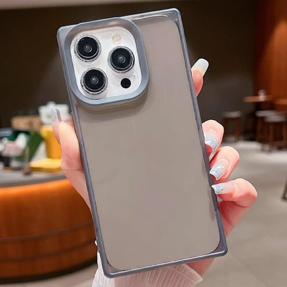 Rectangular Clear Case For iPhone 16 15 Pro Max 14 Plus 13 12 Pro Max 11 Shockproof Camera Lens Protection Soft TPU Phone Cover