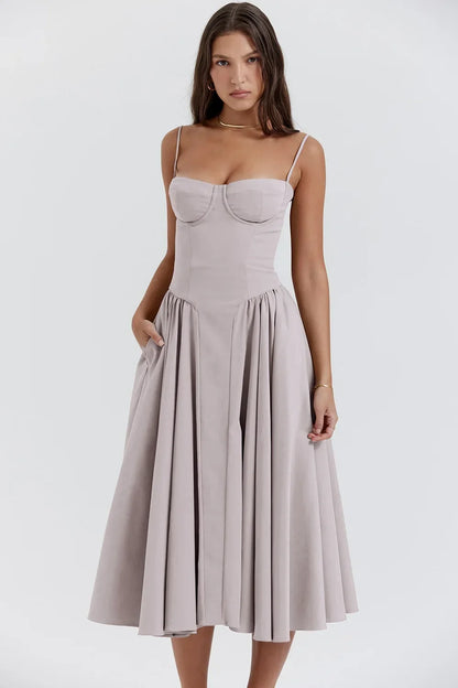 Beach Dress  Wedding Dresses for Women Summer Skirt Retro Long Skirt Simple Style Dopamine Wear Suspender Dress for Women