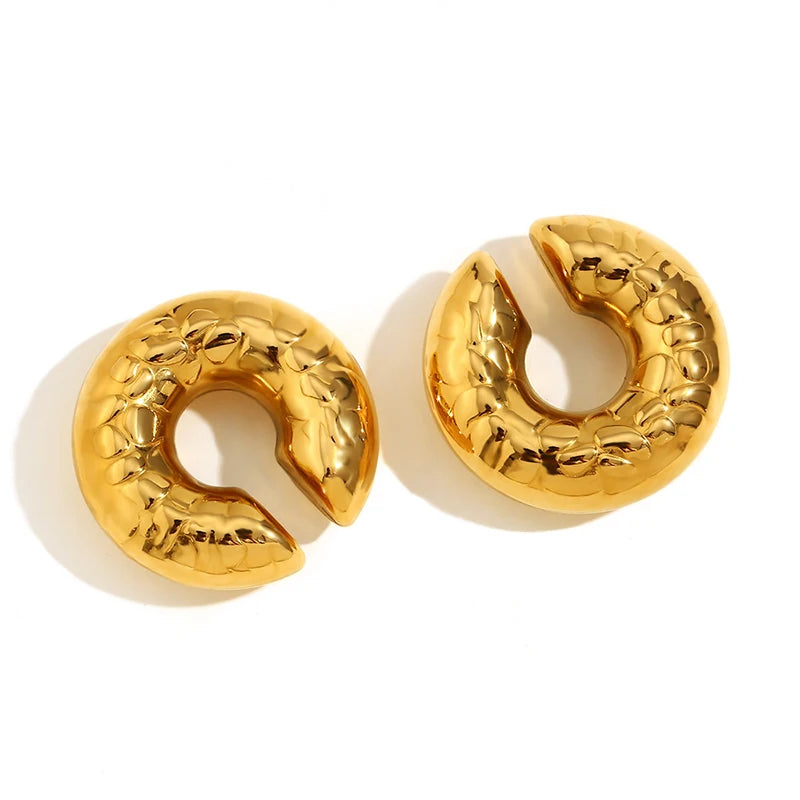 1 Pair Smooth Circle C Shape Clip Earrings For Women Lightweight Without Piercing Cartilage Ear Cuff Gold Silver Color Earrings