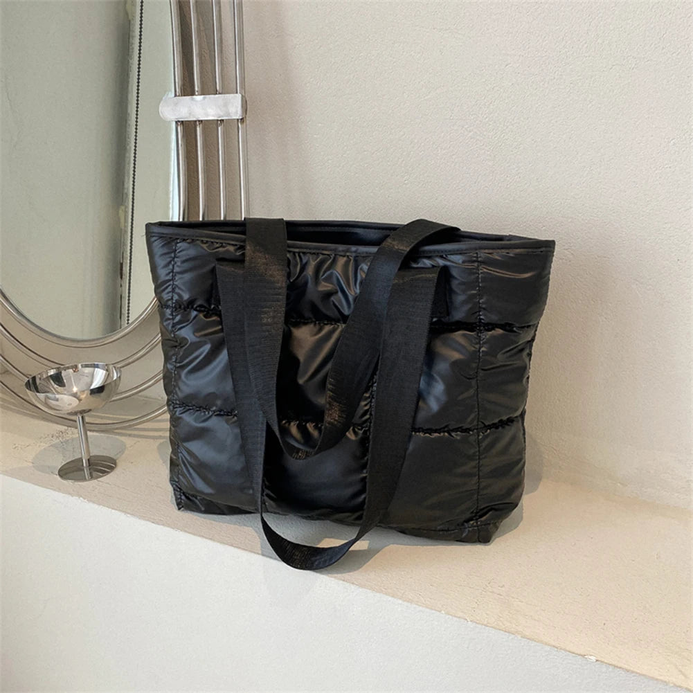 Fashion Tote Handbags for Women Black Large Capacity Soft Rhombus Bags Vinatge Quilted Shoulder Bag Purse for Travel Shopping