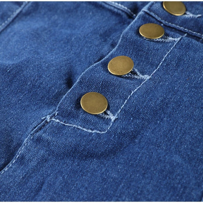 Sexy Stretchy Jeans Women High-waisted Double Breasted Slim Denim Pants Elastic Waist Female Fashion Tight Skinny Denim Trousers