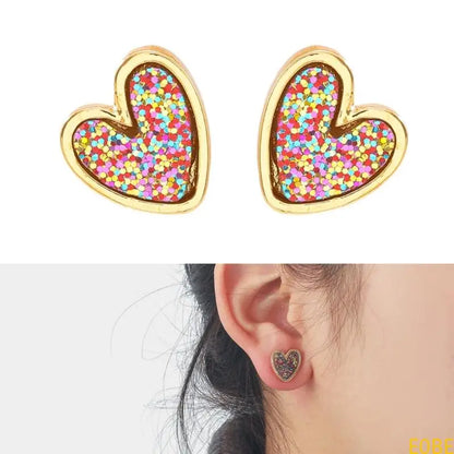 E0BE Creative Heart Earrings A Must Have Ear Studs Charm For Trendy Women's Wardrobe
