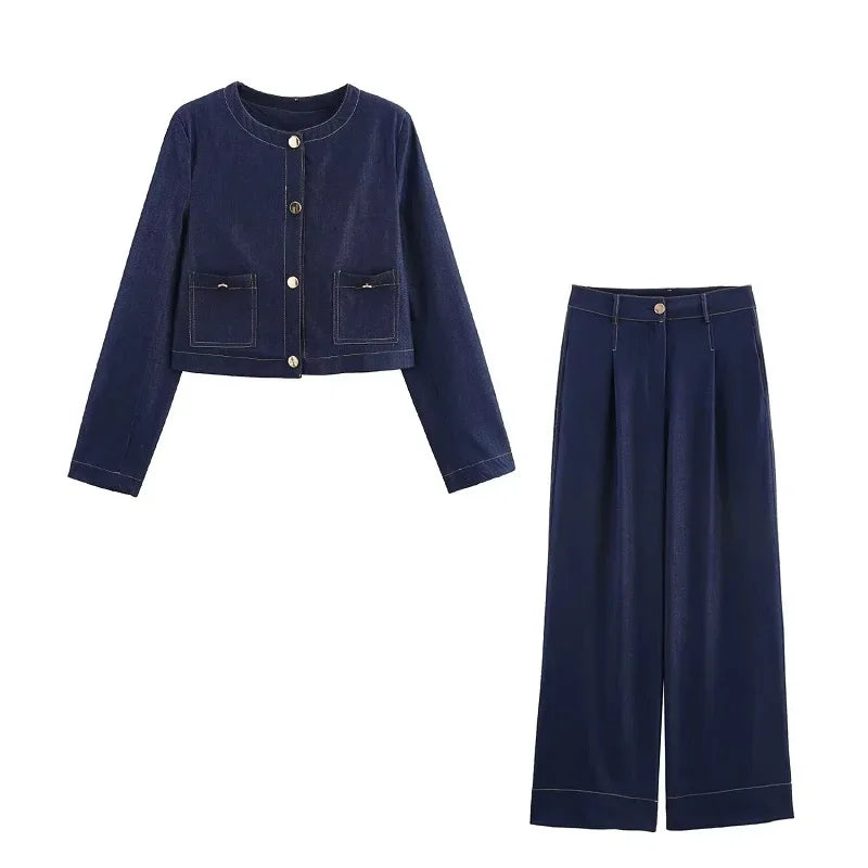 MUJER Women's Jeans Sets Woman Outfits Blue Baggy Jeans Woman High Waist Jeans for Women Suits Streetwear Jackets Denim Outfits