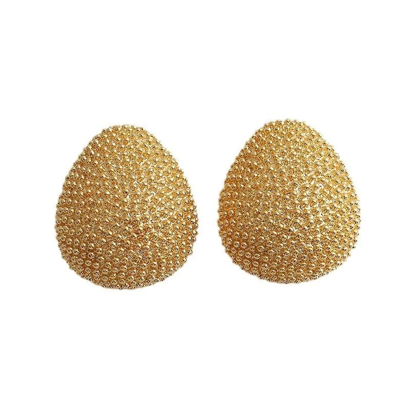 Modern Jewelry Popular Design Bead Feeling Metal Oval Teardrop Earrings For Women Party Gifts Exaggerative Ear Accessories