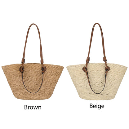 Women Woven Tote Bag Simple Woven Handbag Large Capacity Stylish Weaving Bag Tote Clutch Bags Chic Hobo Bag for Party Vacation