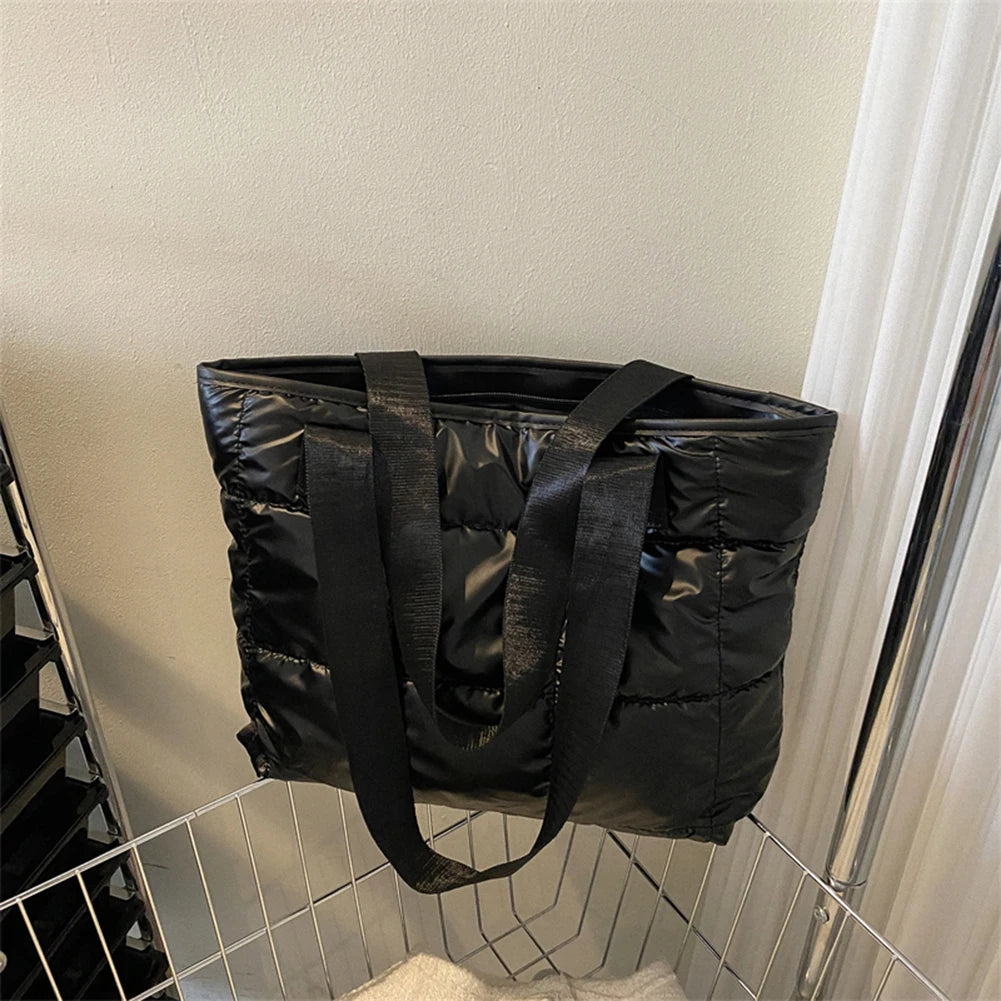 Fashion Tote Handbags for Women Black Large Capacity Soft Rhombus Bags Vinatge Quilted Shoulder Bag Purse for Travel Shopping