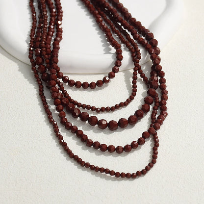 Bohemian Multi Layer Handmade Beaded Necklaces for Women Exaggerated Red Green Waterfall Beads Pendant Necklace Party Jewelry
