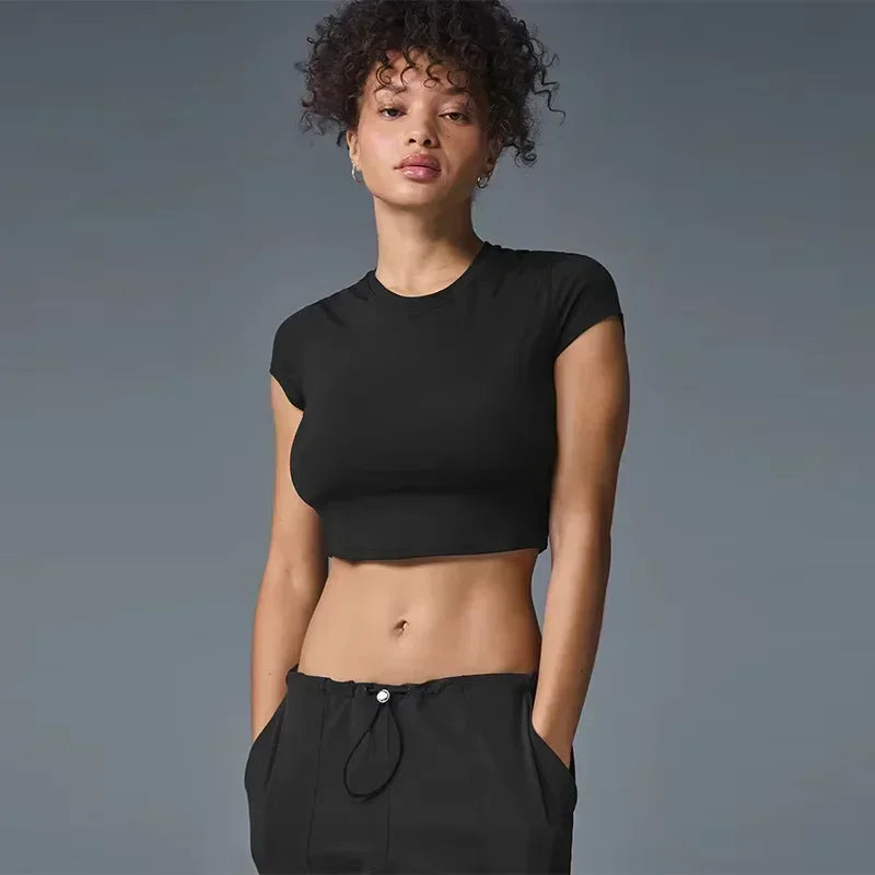 AL Yoga Pants Suit Up Trouser Sports Women's High Waisted Straight Leg Wide Pants Versatile Soft Crop Finesse Short Sleeve