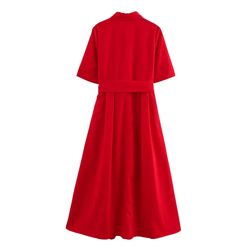 Women's Dresses New Spring 2025 Red Dress Elegant and Romantic Passionate and Unrestrained Belt Embellishment