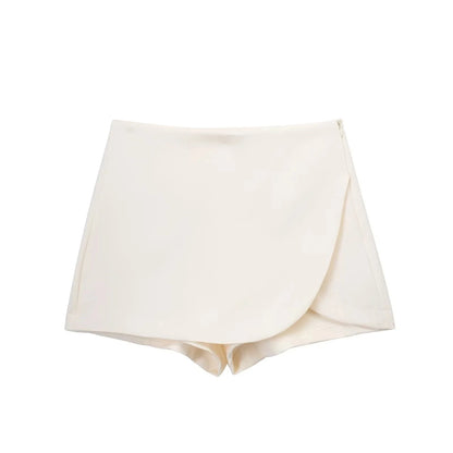 TRAF Women's Skort High Waist Brown Skirt Pants Stylish Summer Pink Black Mini Skirt Shorts Asymmetric Casual Off White Skort